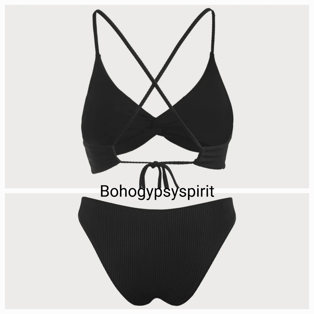 NWT Berlook Black Back TieTop & Black High Cut WaistBottom, L Bikini Set - Picture 14 of 16